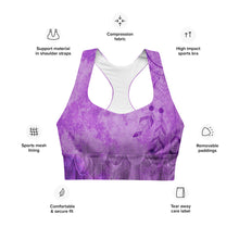 Load image into Gallery viewer, Purple Power Poser Amethyst Aura Astonisher Longline Sports Bra