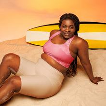 Load image into Gallery viewer, Settle Petal Rose Quartz Longline Sports Bra