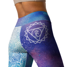 Load image into Gallery viewer, Galactic Ocean Throat Chakra Mandala Yoga Leggings