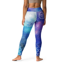 Load image into Gallery viewer, Galactic Ocean Throat Chakra Mandala Yoga Leggings
