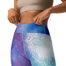 Load image into Gallery viewer, Galactic Ocean Throat Chakra Mandala Yoga Leggings