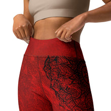 Load image into Gallery viewer, Red Hot Lava Snake Root Chakra Mandala Yoga Leggings