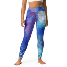 Load image into Gallery viewer, Galactic Ocean Throat Chakra Mandala Yoga Leggings