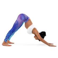 Load image into Gallery viewer, Galactic Ocean Throat Chakra Mandala Yoga Leggings