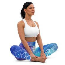 Load image into Gallery viewer, Galactic Ocean Throat Chakra Mandala Yoga Leggings