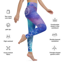 Load image into Gallery viewer, Galactic Ocean Throat Chakra Mandala Yoga Leggings