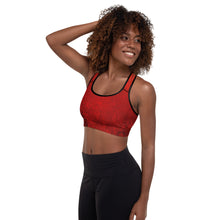 Load image into Gallery viewer, Red Hot Lava Snake Root Chakra Mandala Padded Sports Bra