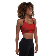 Load image into Gallery viewer, Red Hot Lava Snake Root Chakra Mandala Padded Sports Bra