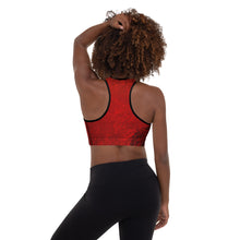 Load image into Gallery viewer, Red Hot Lava Snake Root Chakra Mandala Padded Sports Bra