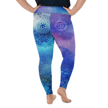 Load image into Gallery viewer, Stellar Siren Cosmic Mermaid Throat Chakra Curvy Leggings