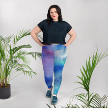 Load image into Gallery viewer, Stellar Siren Cosmic Mermaid Throat Chakra Curvy Leggings