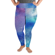 Load image into Gallery viewer, Stellar Siren Cosmic Mermaid Throat Chakra Curvy Leggings