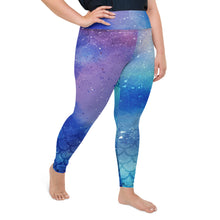 Load image into Gallery viewer, Stellar Siren Cosmic Mermaid Throat Chakra Curvy Leggings