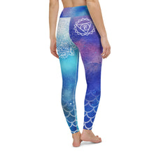 Load image into Gallery viewer, Galactic Ocean Throat Chakra Mandala Yoga Leggings