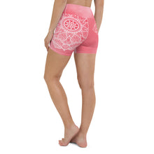 Load image into Gallery viewer, Rose Quartz Root Chakra Mandala Hot Yoga Shorts