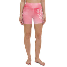 Load image into Gallery viewer, Rose Quartz Root Chakra Mandala Hot Yoga Shorts