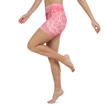 Load image into Gallery viewer, Rose Quartz Root Chakra Mandala Hot Yoga Shorts