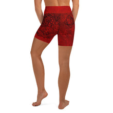 Load image into Gallery viewer, Red Hot Lava Snake Root Chakra Mandala Yoga Shorts