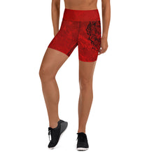 Load image into Gallery viewer, Red Hot Lava Snake Root Chakra Mandala Yoga Shorts