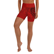 Load image into Gallery viewer, Red Hot Lava Snake Root Chakra Mandala Yoga Shorts