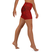 Load image into Gallery viewer, Red Hot Lava Snake Root Chakra Mandala Yoga Shorts
