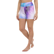 Load image into Gallery viewer, Celestial Mermaid Throat Chakra Mandala Hot Yoga Shorts