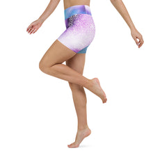 Load image into Gallery viewer, Celestial Mermaid Throat Chakra Mandala Hot Yoga Shorts