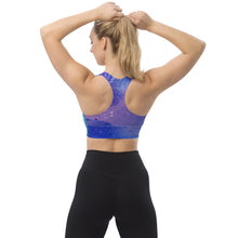 Load image into Gallery viewer, Stellar Siren Cosmic Mermaid Throat Chakra Longline Sports Bra
