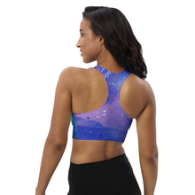 Load image into Gallery viewer, Stellar Siren Cosmic Mermaid Throat Chakra Longline Sports Bra
