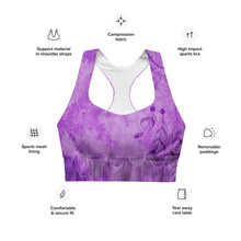 Load image into Gallery viewer, Purple Power Poser Amethyst Aura Astonisher Longline Sports Bra
