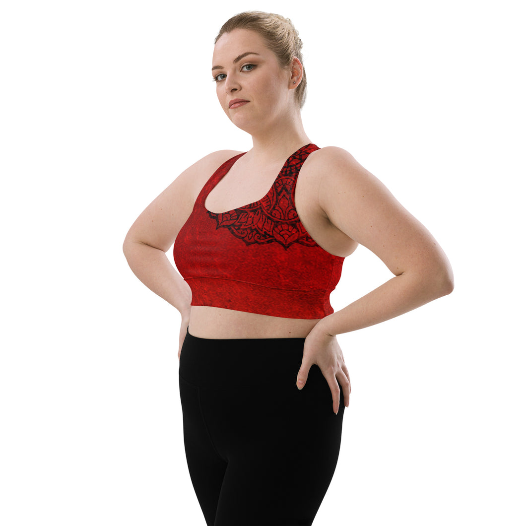 Red Hot Lava Root Chakra Longline Sports Bra