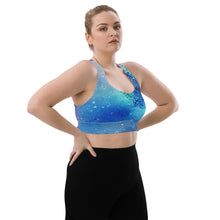 Load image into Gallery viewer, Stellar Siren Cosmic Mermaid Throat Chakra Longline Sports Bra
