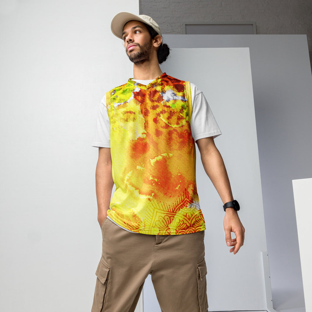 Sun Leopard Recycled unisex basketball jersey