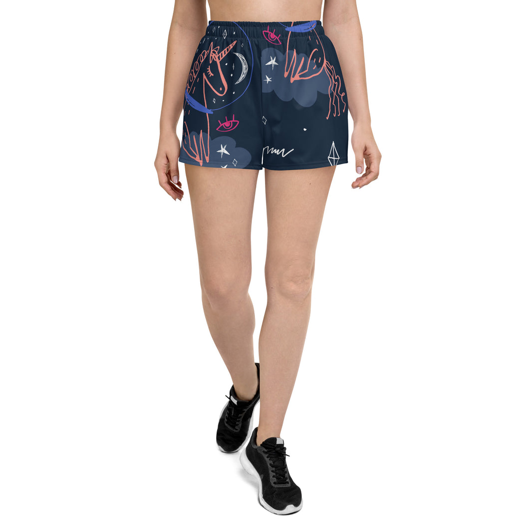 Cosmic Unicorn Farts Women’s Recycled Athletic Shorts